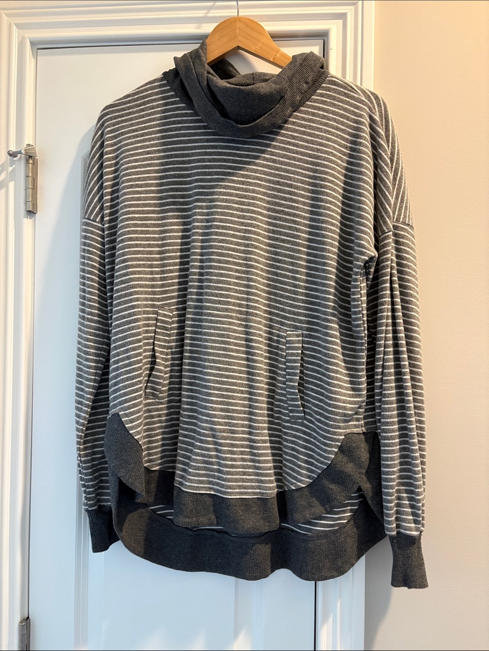 Striped Cowl Neck Sweater